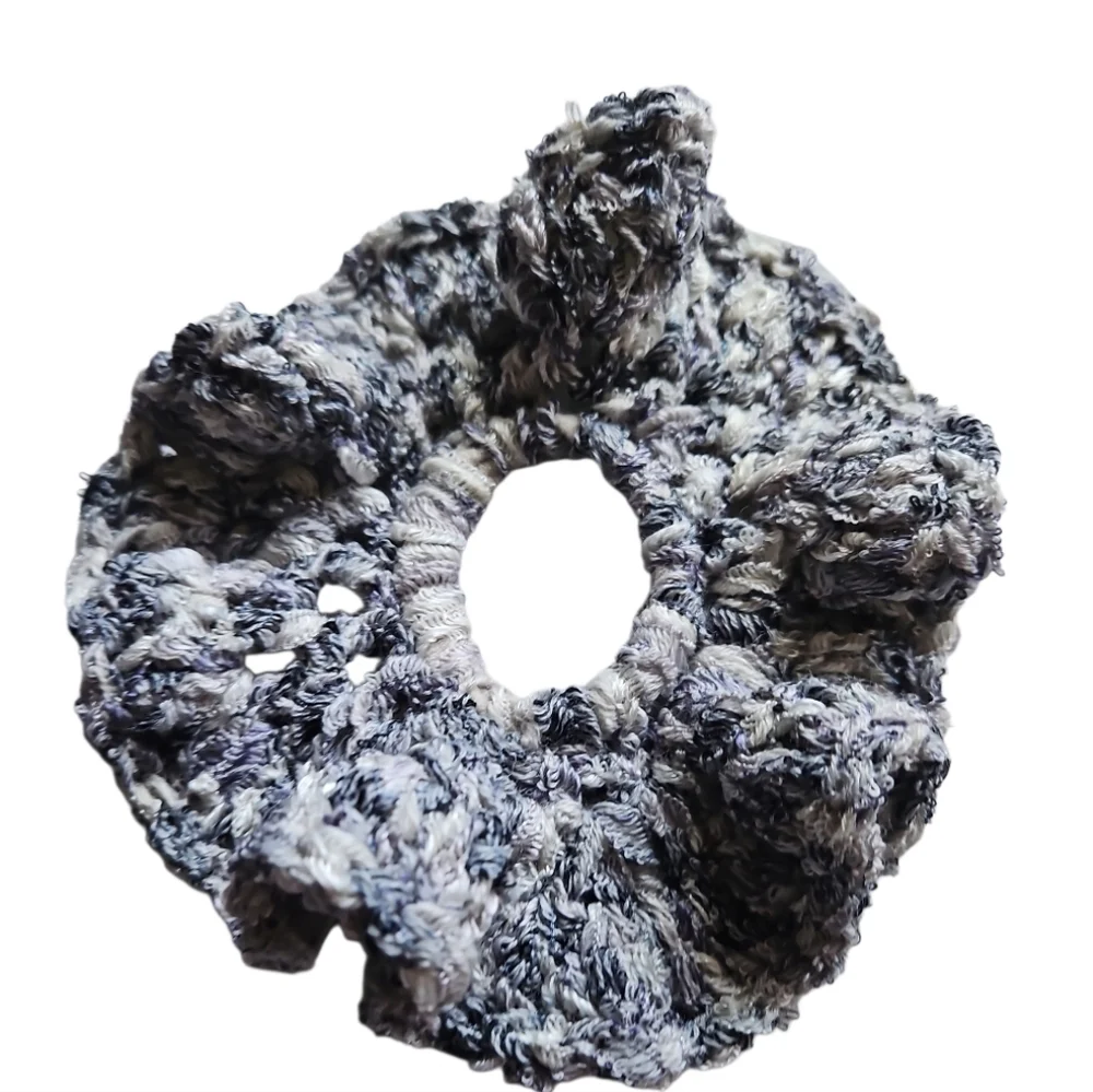 Handmade Tutu-Inspired Ballerina Knit Scrunchie Crochet gray New Hair Accessory
